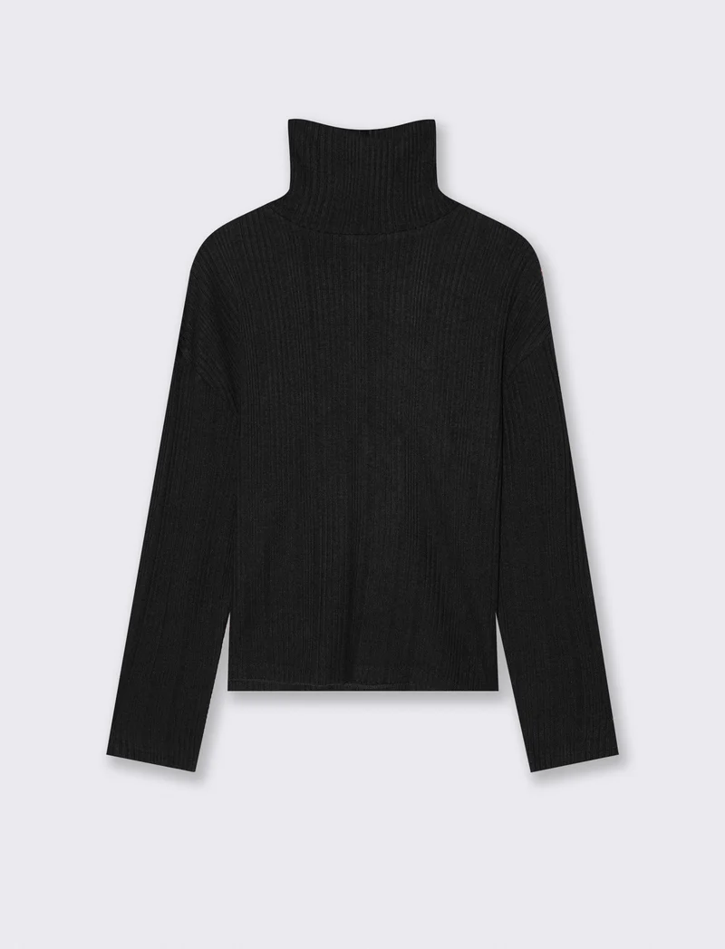 T-SHIRT A COSTE - Nero
