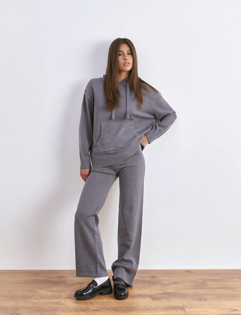 PULLOVER CON CAPPUCCIO - Grigio mel.