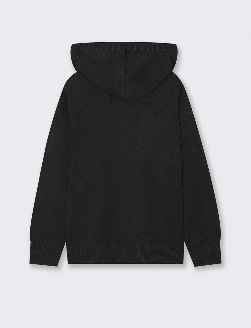 PULLOVER CON CAPPUCCIO - Nero