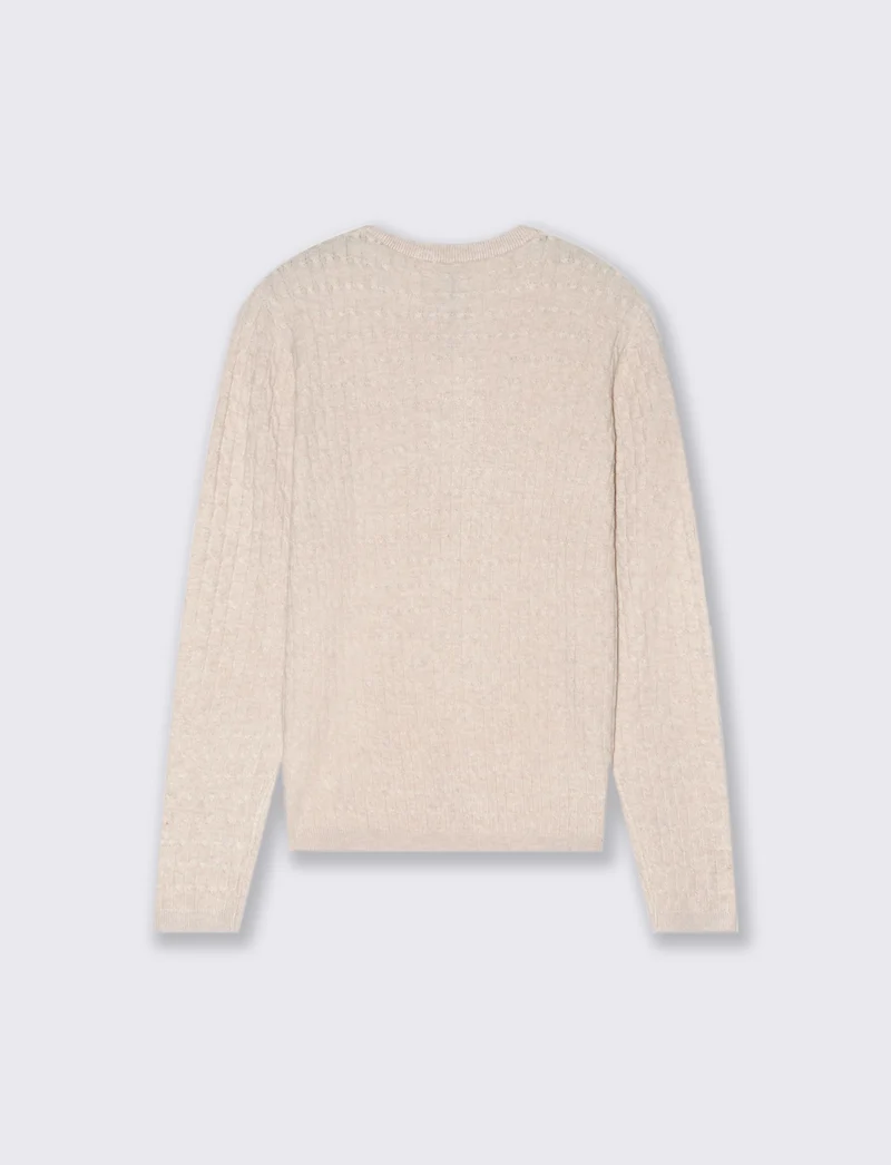 PULLOVER A TRECCE - Beige grano