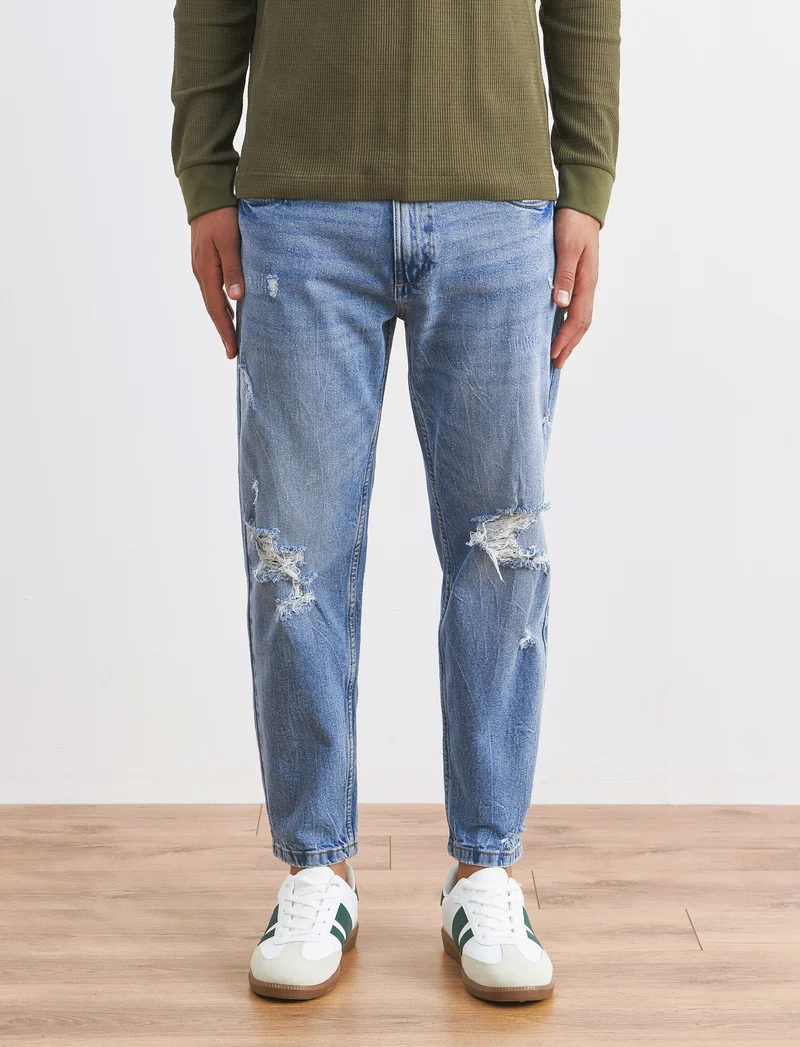 JEANS STRAIGHT FIT CON STRAPPI - Denim