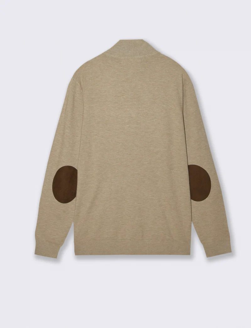 MAGLIA COLLO ALTO CON ZIP - Beige melange