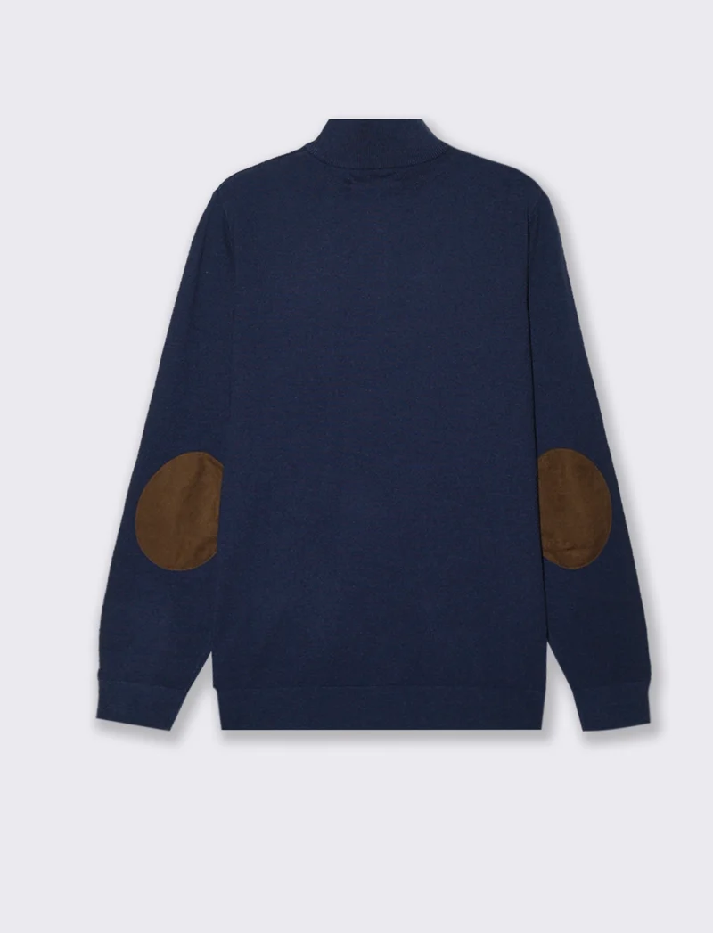 MAGLIA COLLO ALTO CON ZIP - Blu melange