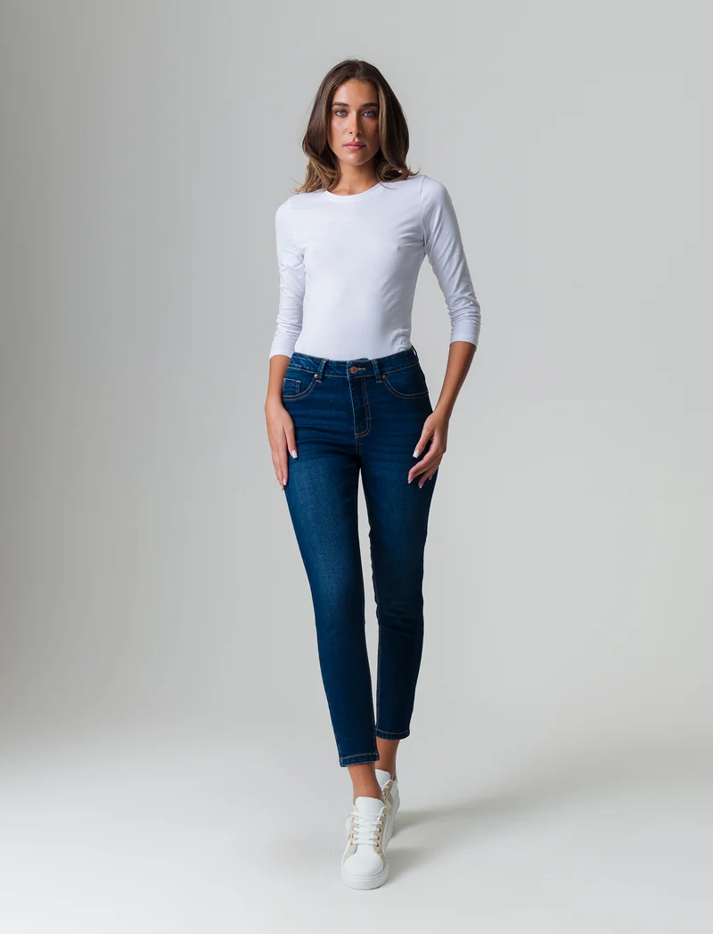 Jeans basico 5 tasche da donna - DENIM SCURO