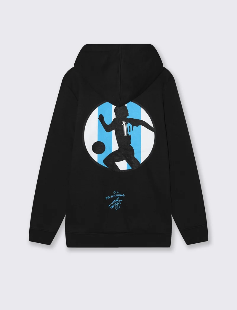 FELPA CON CAPPUCCIO, CERNIERA E STAMPE DIOS - Nero-blu