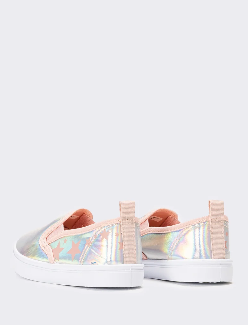 Slip-on con stelle da bambina - Argento