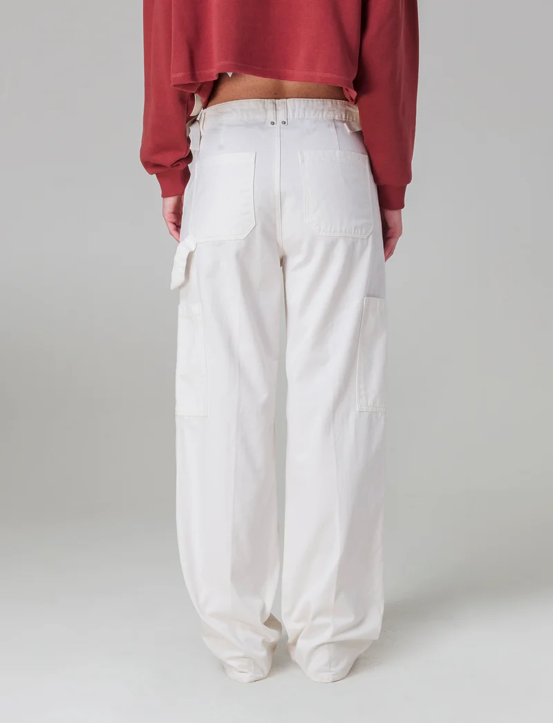 Pantalone cargo con vita regolabile da donna - Avorio