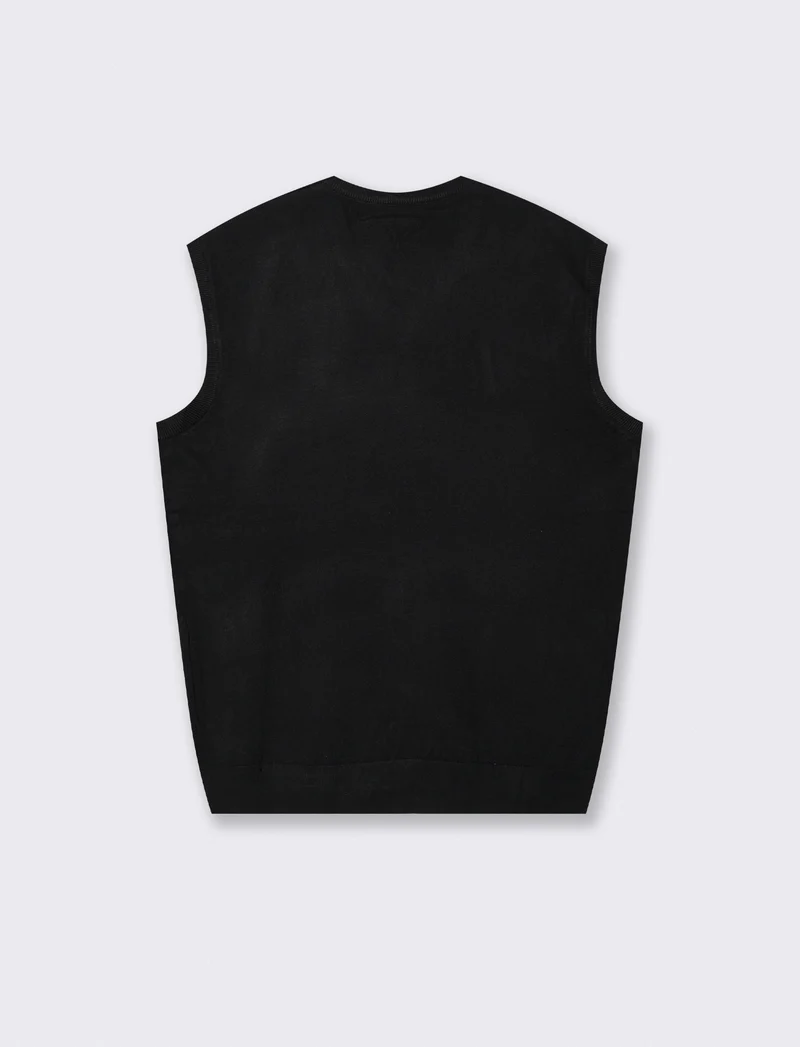 MAGLIA SENZA MANICHE SCOLLO A V - Nero