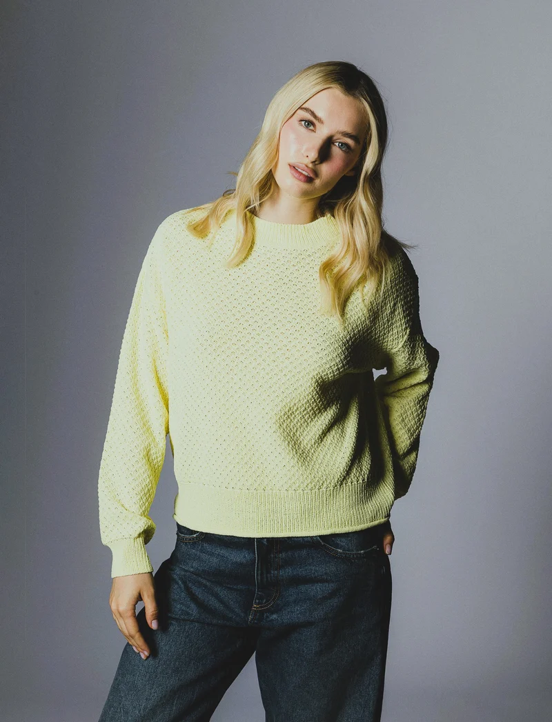 PULLOVER IN CINIGLIA OPACA - Giallo lime