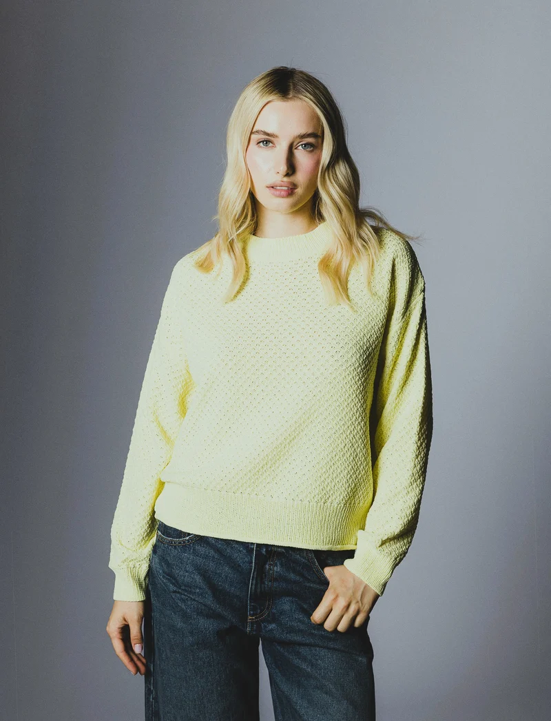 PULLOVER IN CINIGLIA OPACA - Giallo lime