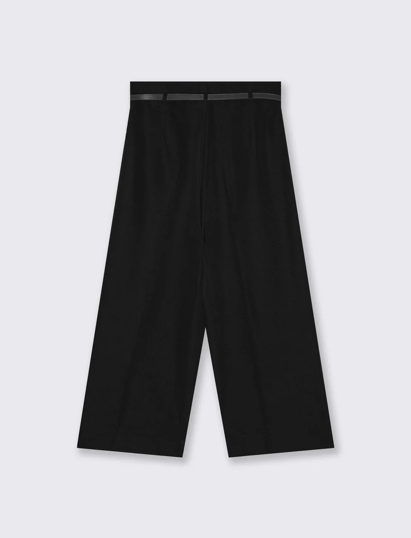 Pantalone Culotte con Cintura e Elastico - Nero