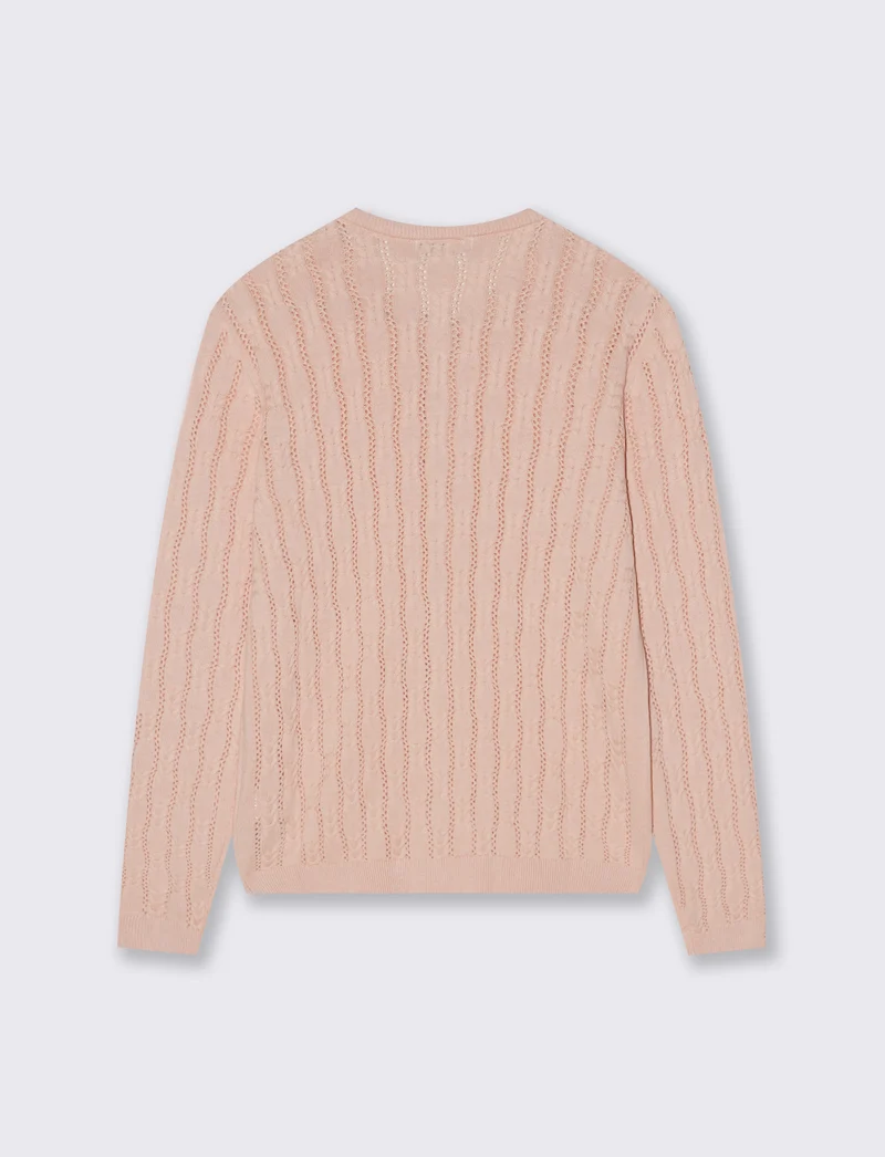 Cardigan Girocollo a Treccia - Pesca