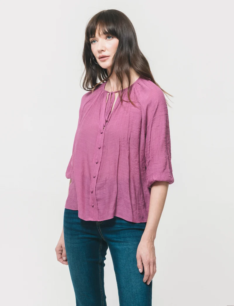 Blusa con Manica a 3/4 - Fuxia azalea