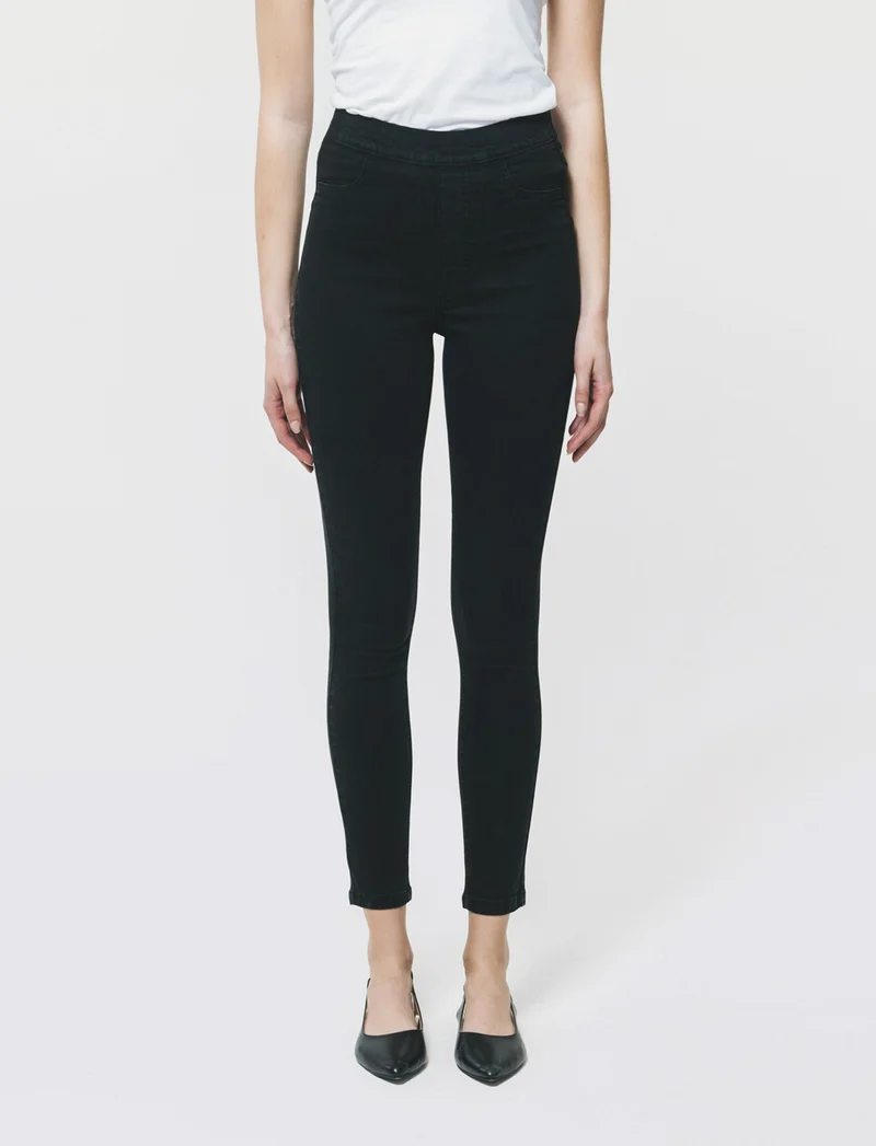 Skinny Jeans Vita Alta con Elastico - Nero