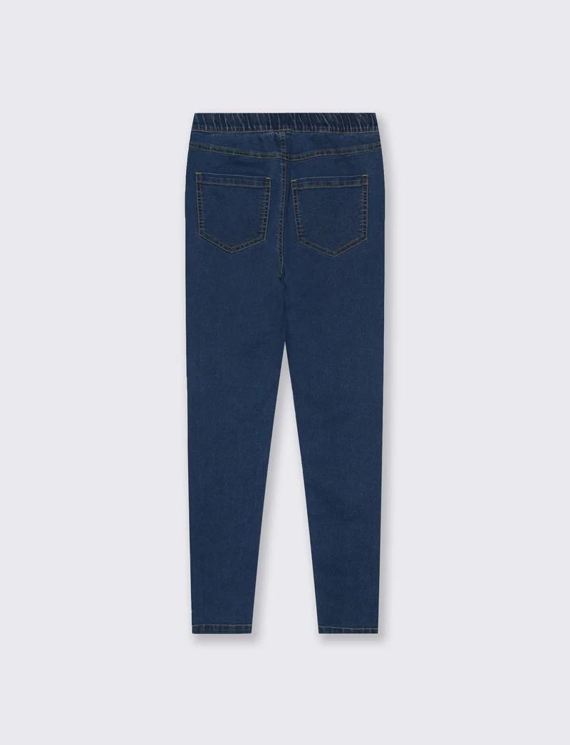 Skinny Jeans Vita Alta con Elastico - DENIM SCURO