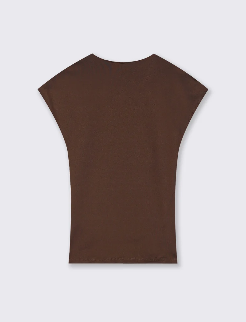 T-Shirt Manica Ad Aletto Basic - Marrone cioccolato