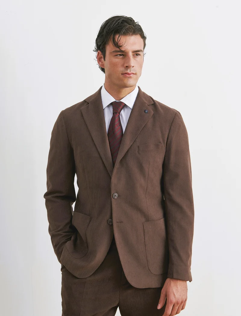 BLAZER IN VELLUTO DA COMPLETO FORMAL FIT - Moro