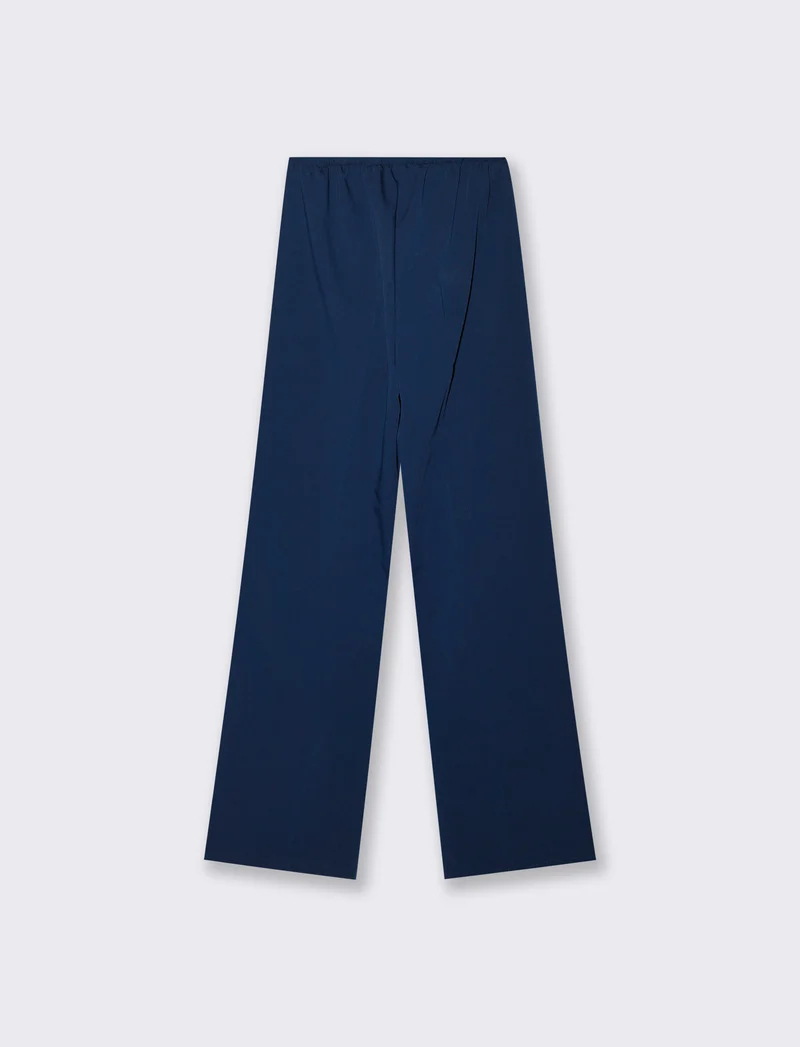 Pantalone palazzo con tessuto fluido - Blu