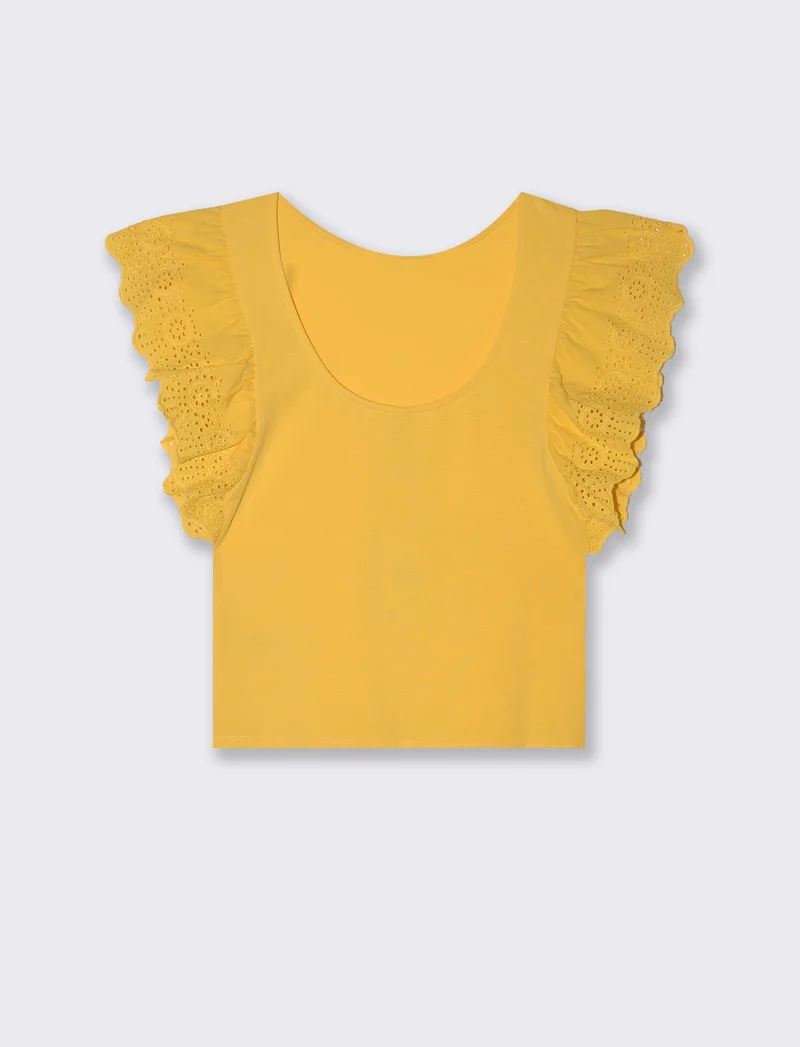 T-shirt con rouches da donna - Giallo limone