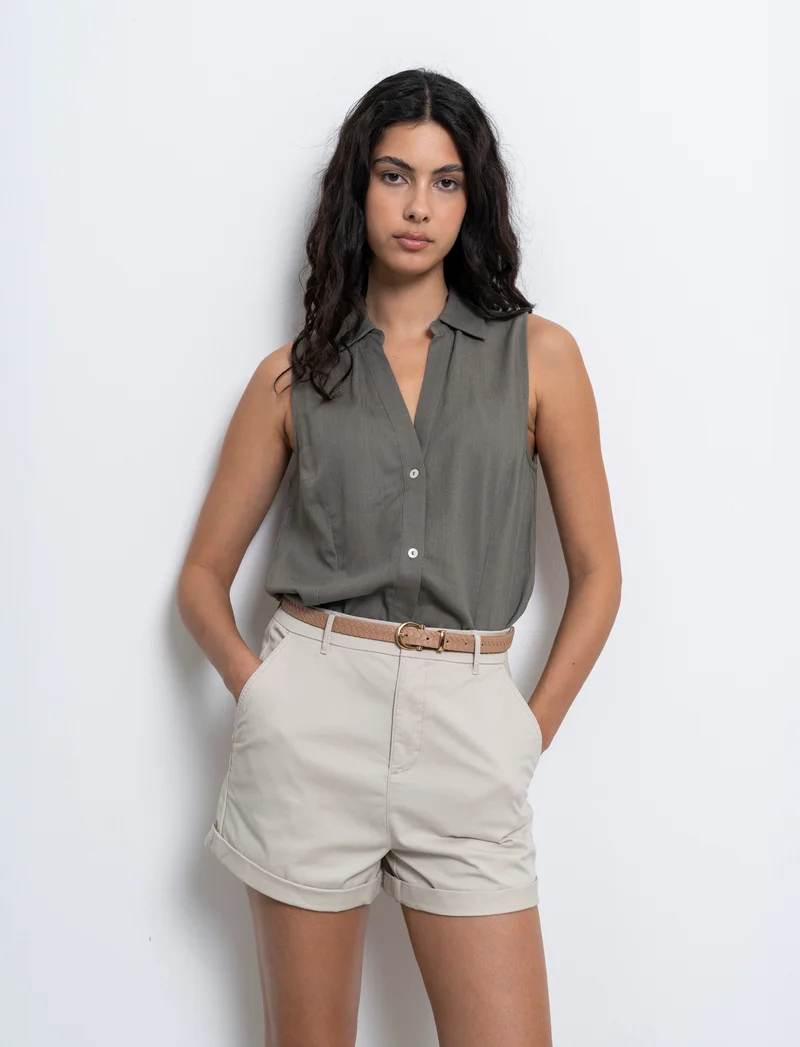 Camicia giromanica da donna - Verde salvia
