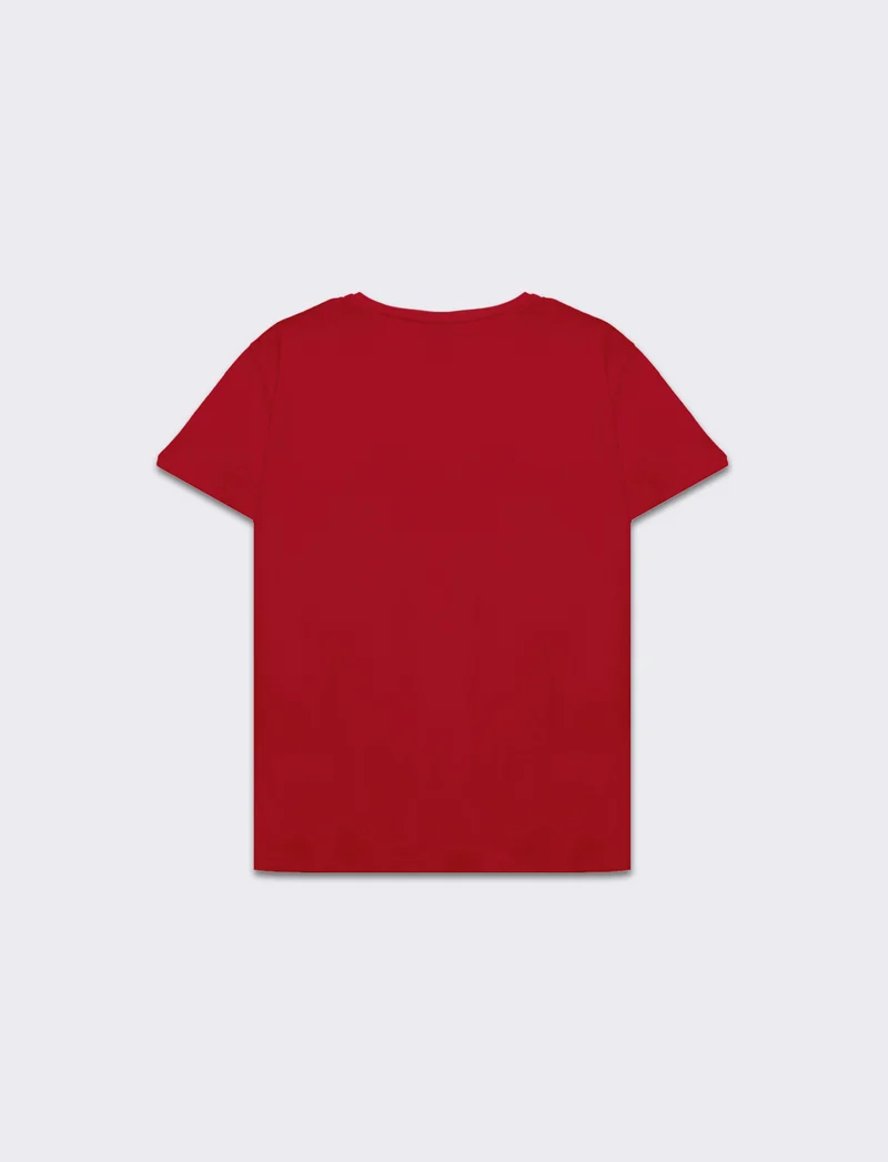 T-shirt scollo a v da donna - Rosso