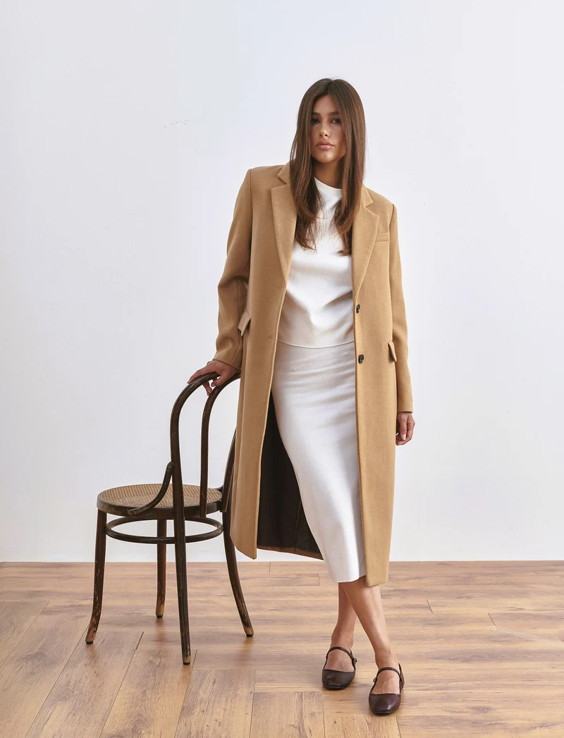 CAPPOTTO LUNGO MONOPETTO - Cammello