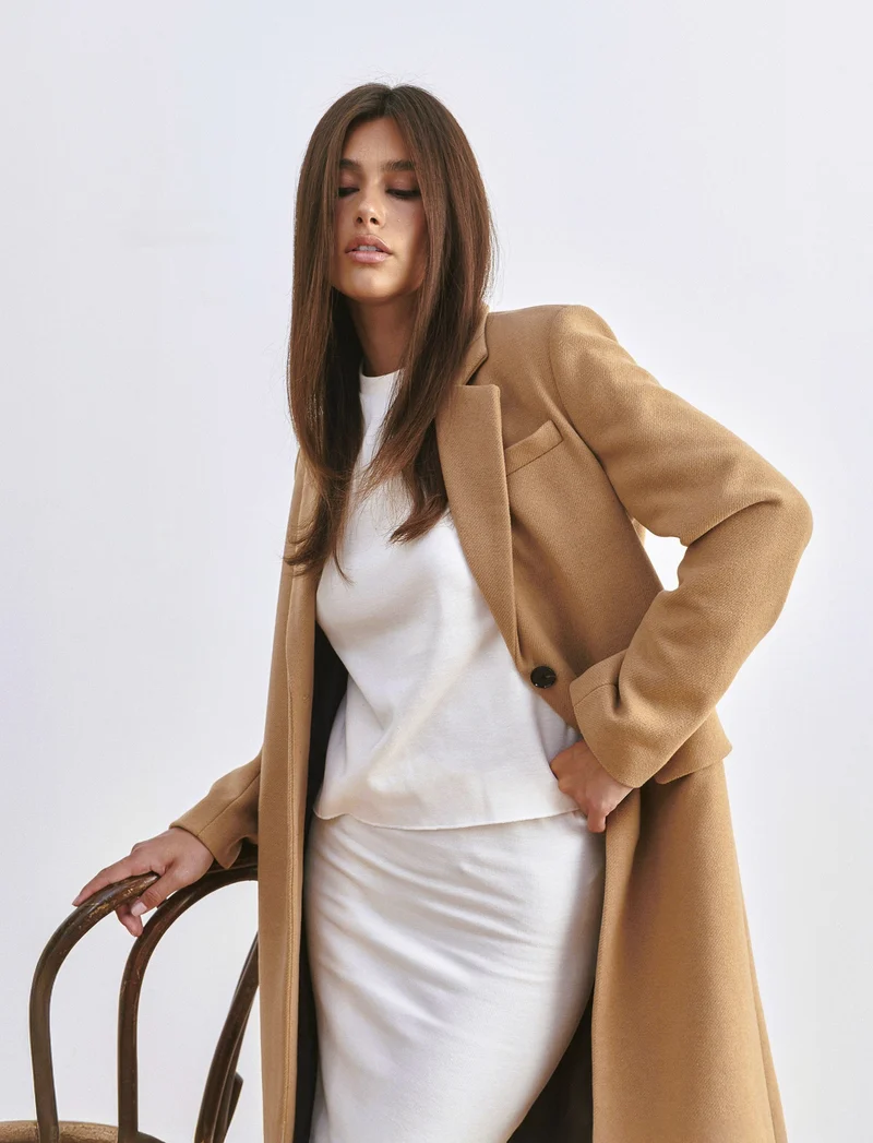 CAPPOTTO LUNGO MONOPETTO - Cammello