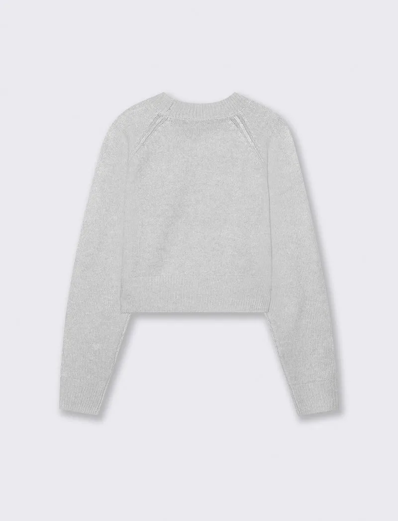 PULLOVER CROP CON CUCITURE IN RILIEVO - Grigio chiaro mel.