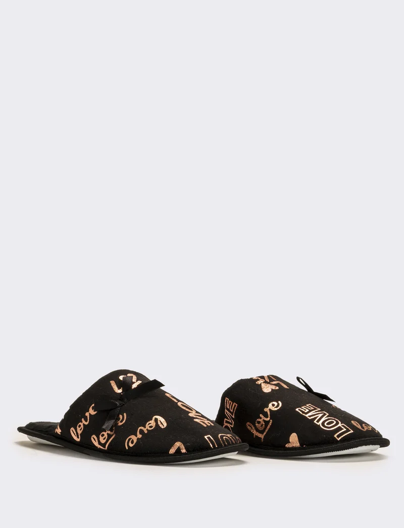 Pantofola con scritta love da donna - Nero