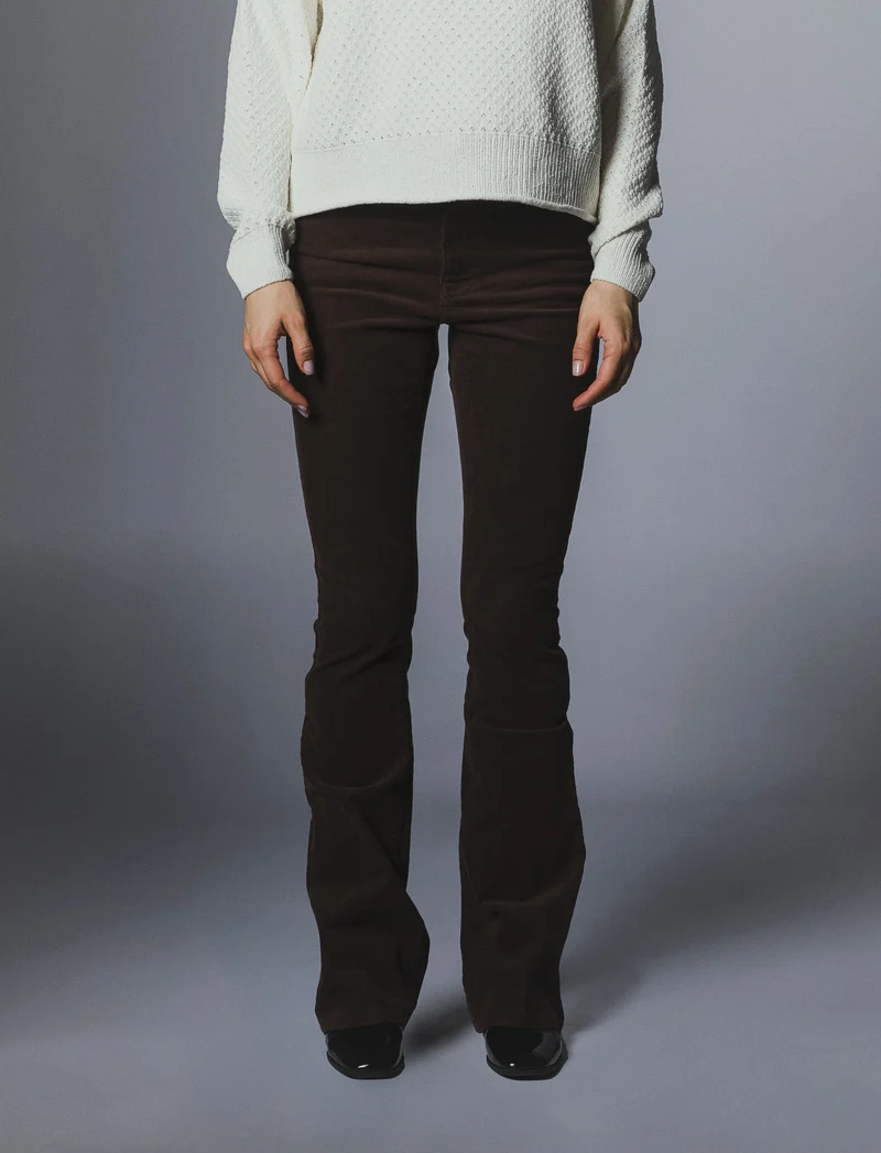 PANTALONE VELLUTO A ZAMPA - Moro