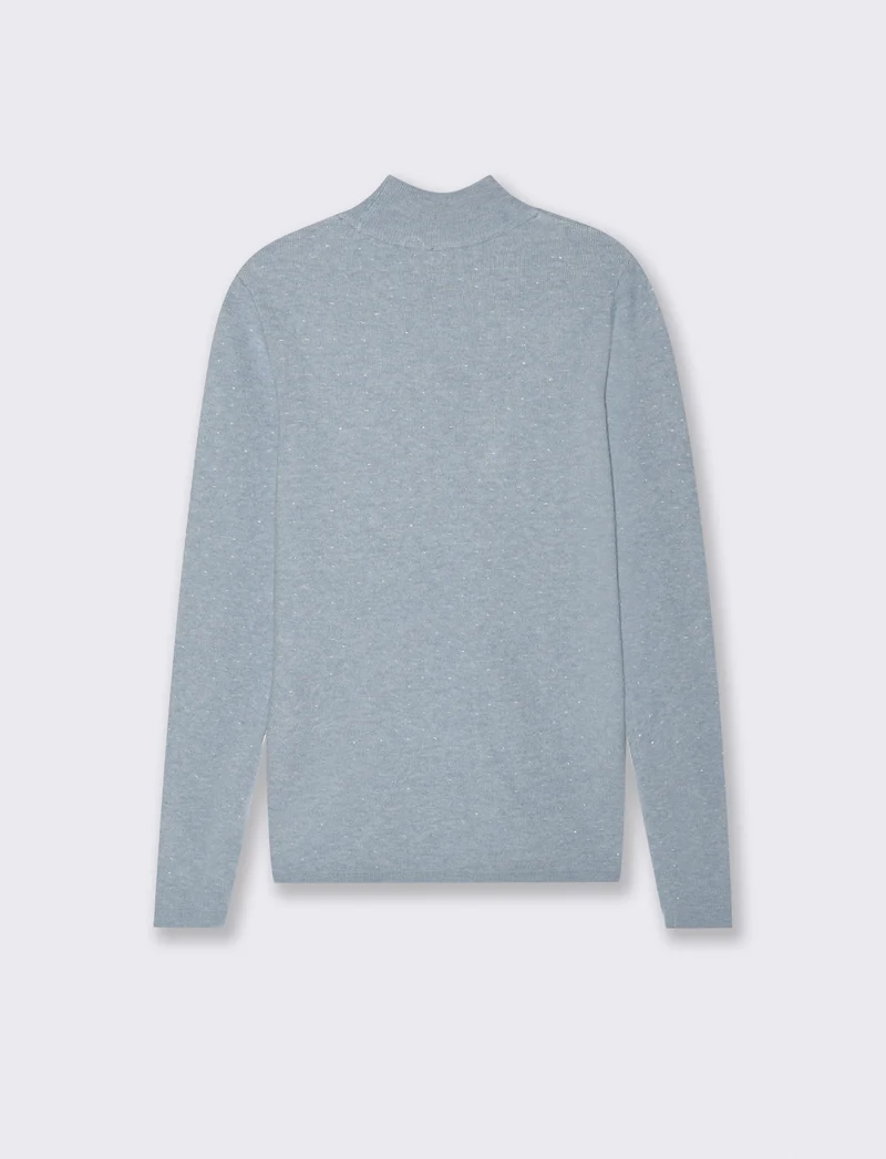 PULLOVER A COLLO ALTO - Celeste