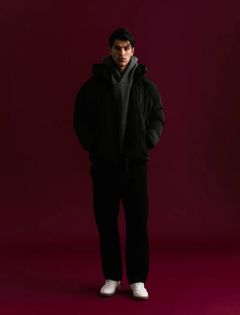 GIUBBOTTO BOXY FIT CON CAPPUCCIO - Nero