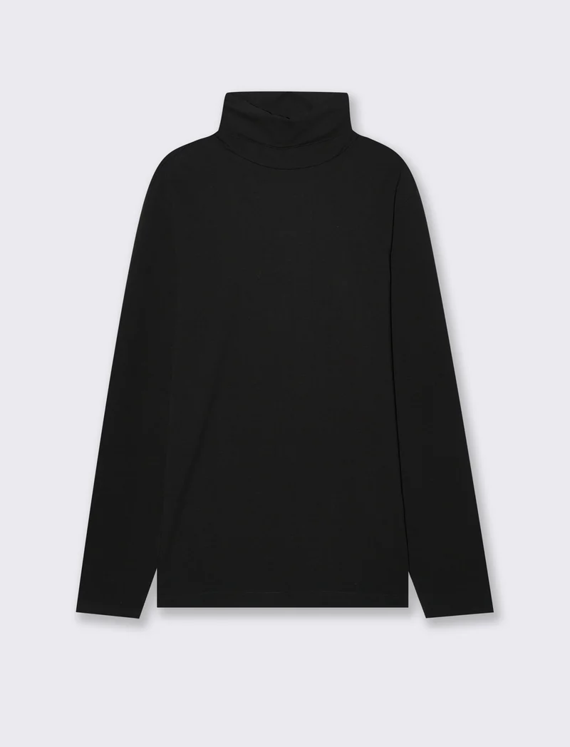 T-SHIRT COLLO ALTO BASIC SLIM FIT - Nero