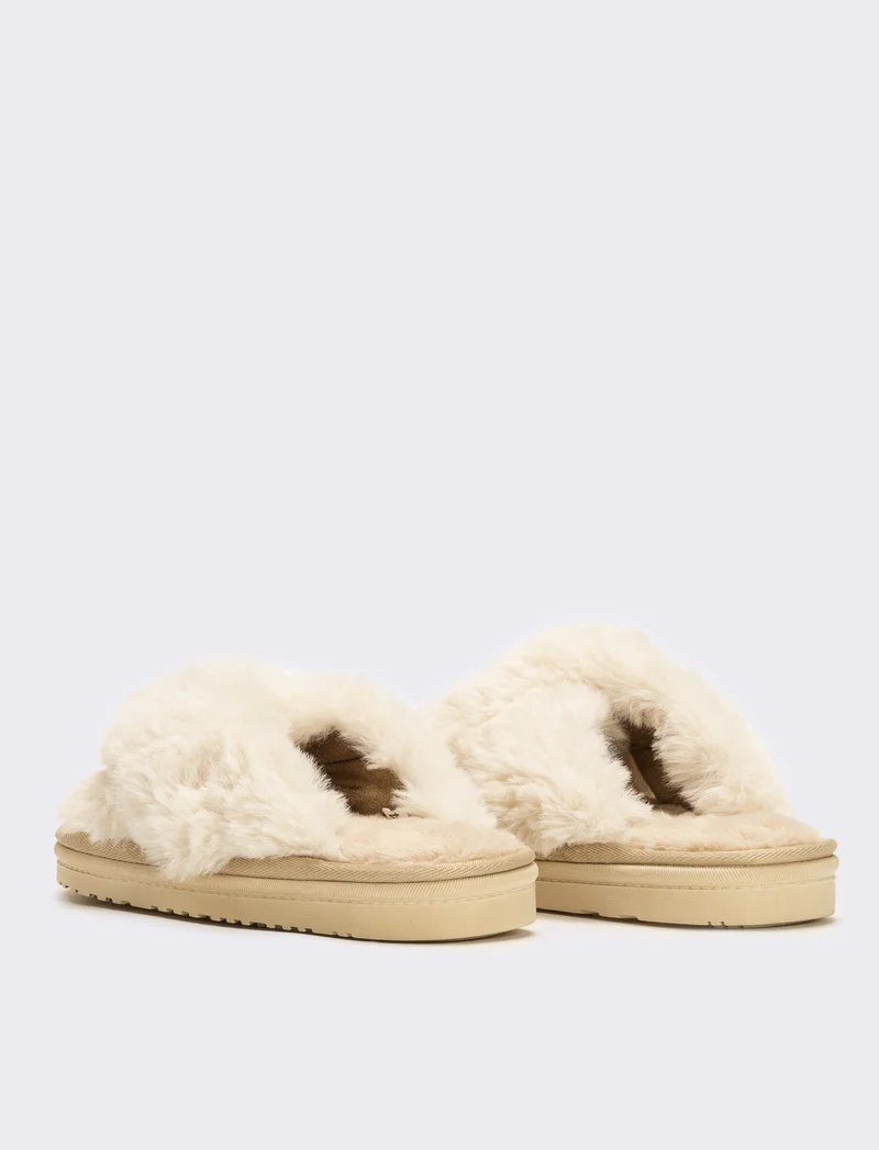 Pantofola con fasce intrecciate da donna - Bianco