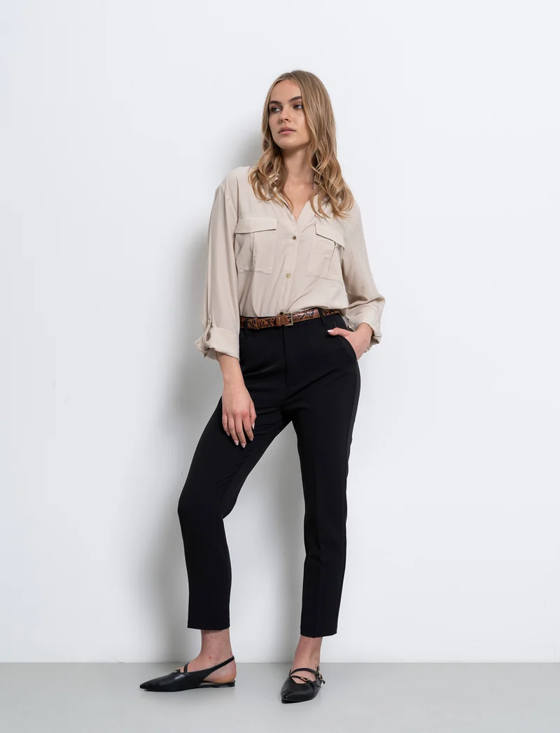 Pantalone skinny con cintura da donna - Nero