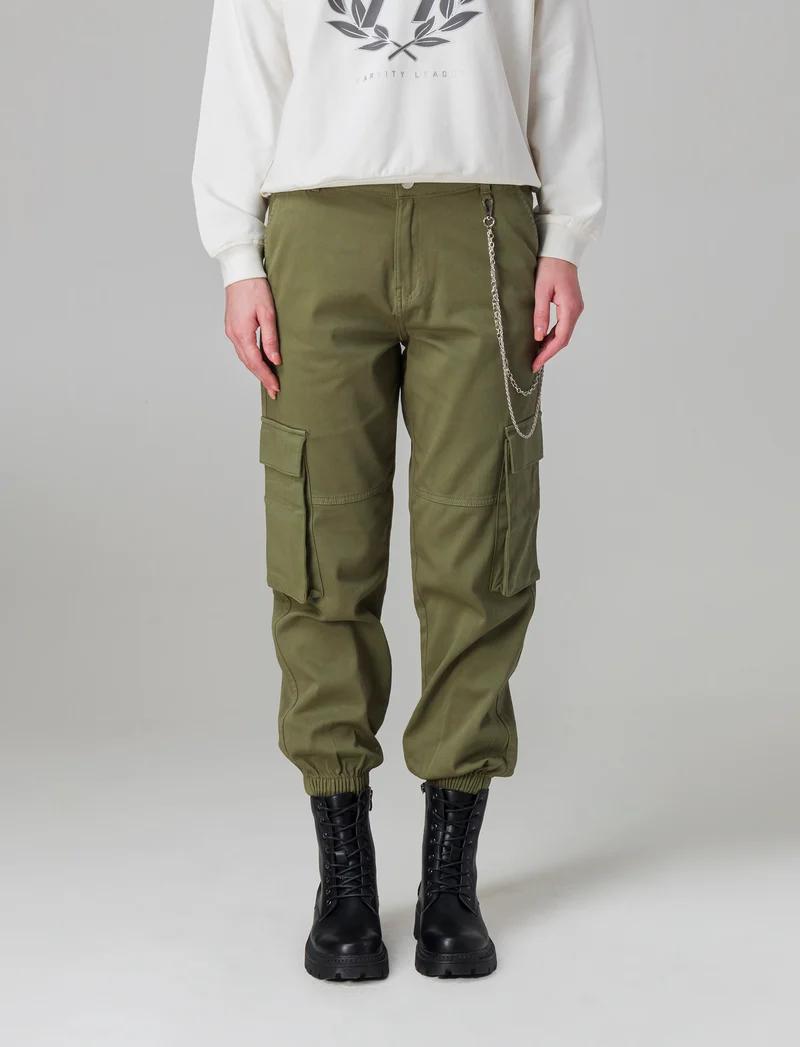 Pantalone con dettaglio catena da donna - Kaky 1