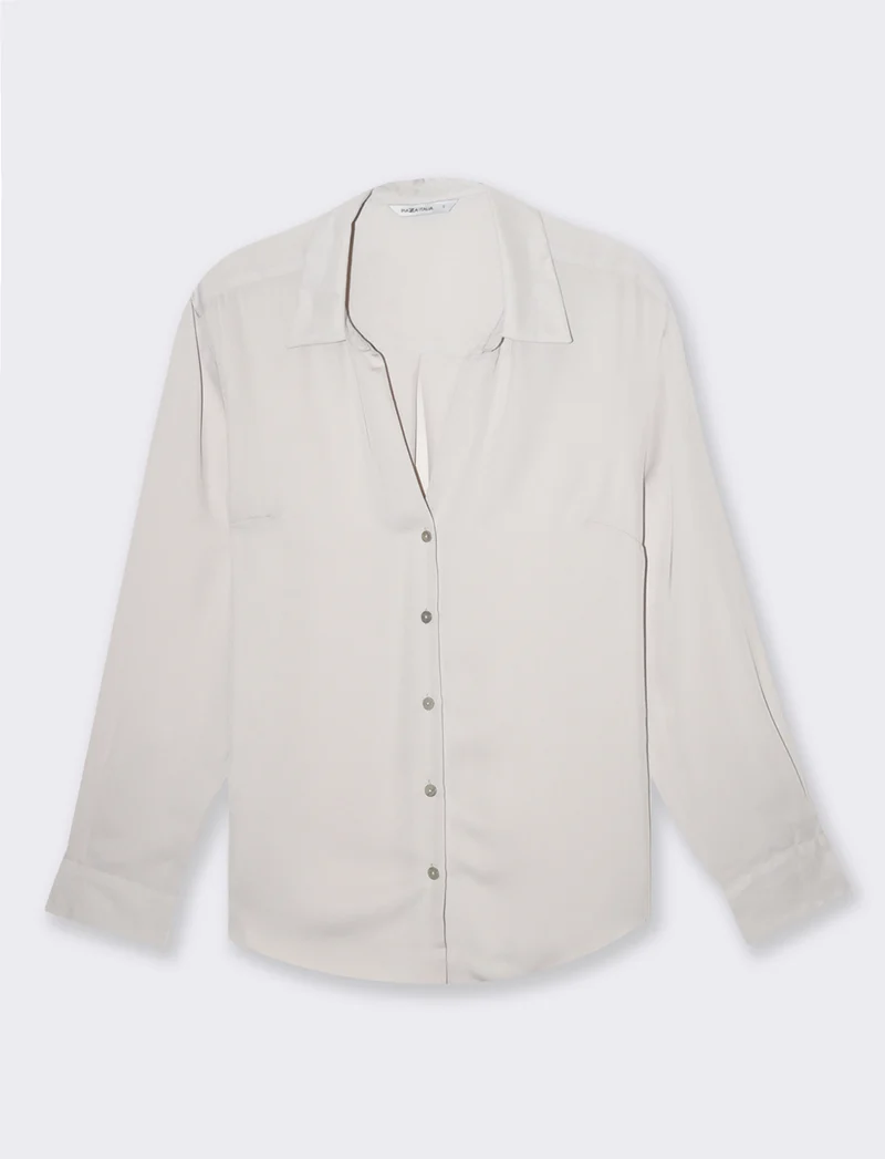 Camicia con spacchi sui fianchi da donna - Sabbia