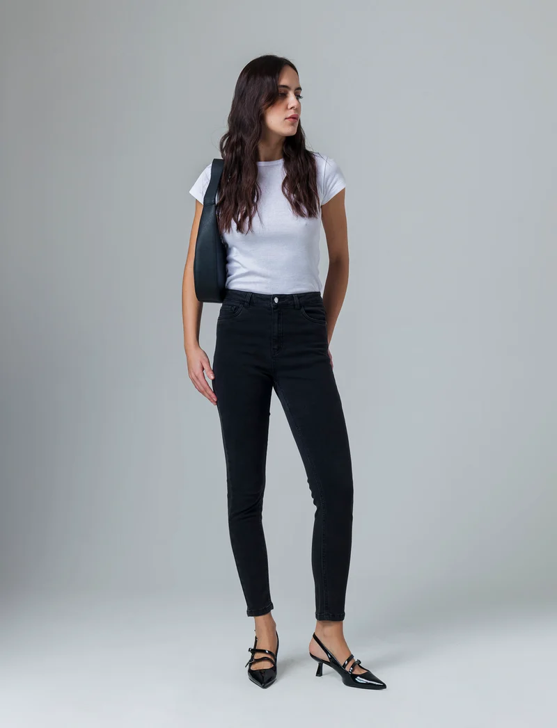Jeans basico skinny da donna - Nero