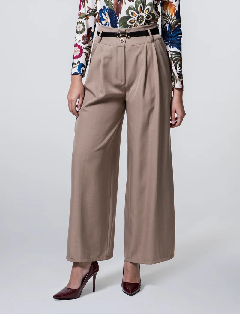 PANTALONE CON CINTURA - Grigio fango