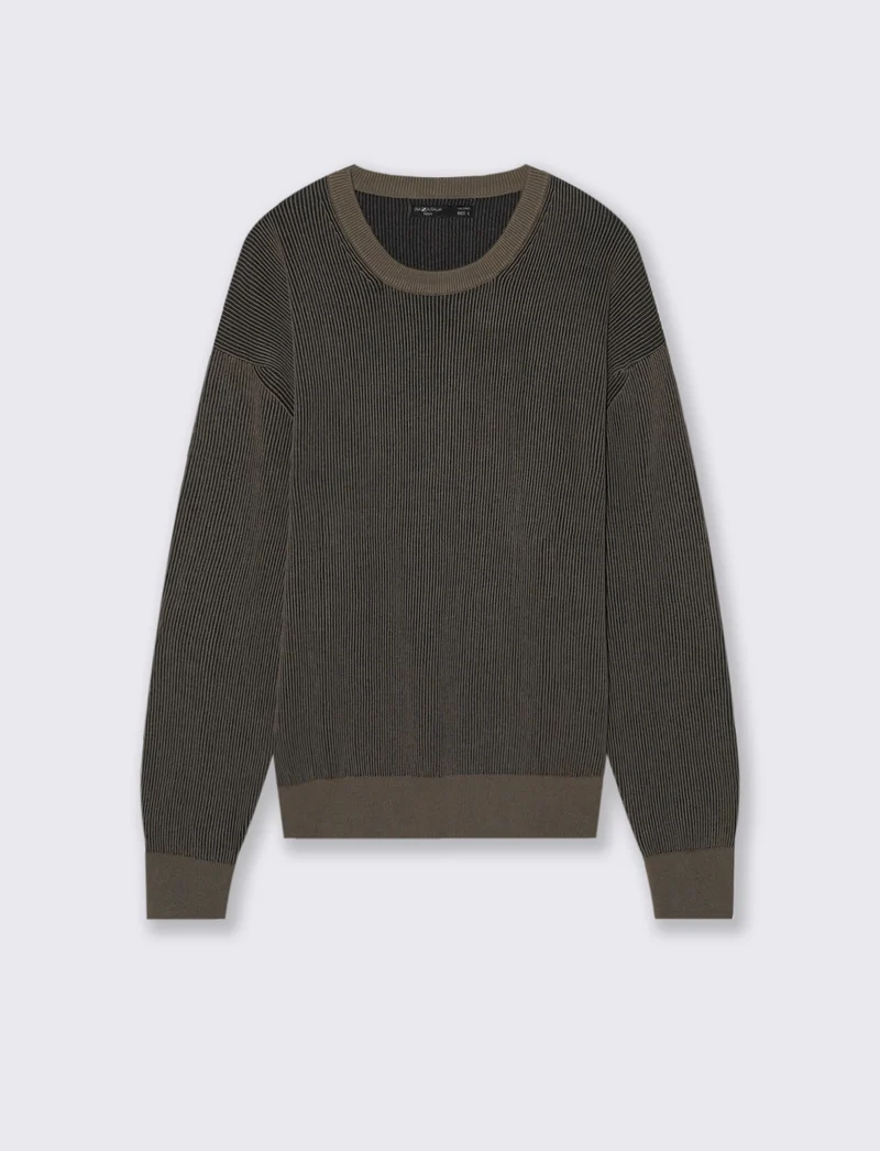 MAGLIA GIROCOLLO A COSTE - Grigio fango