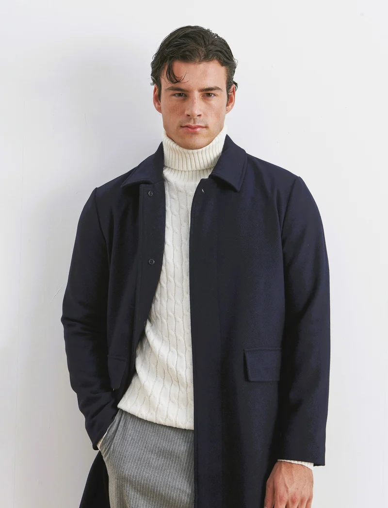 MAGLIA COLLO ALTO A TRECCE - Beige ecru