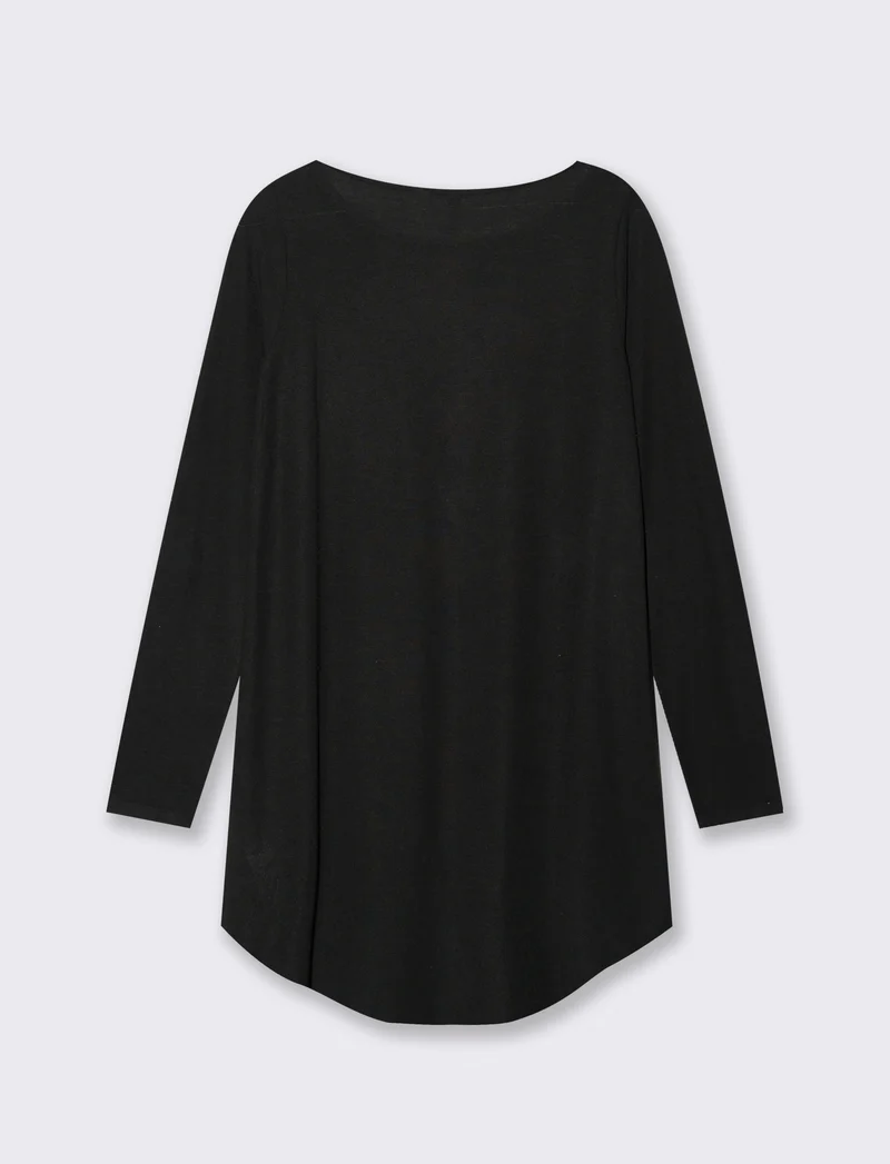 T-SHIRT CON SCOLLO A BARCA - Nero