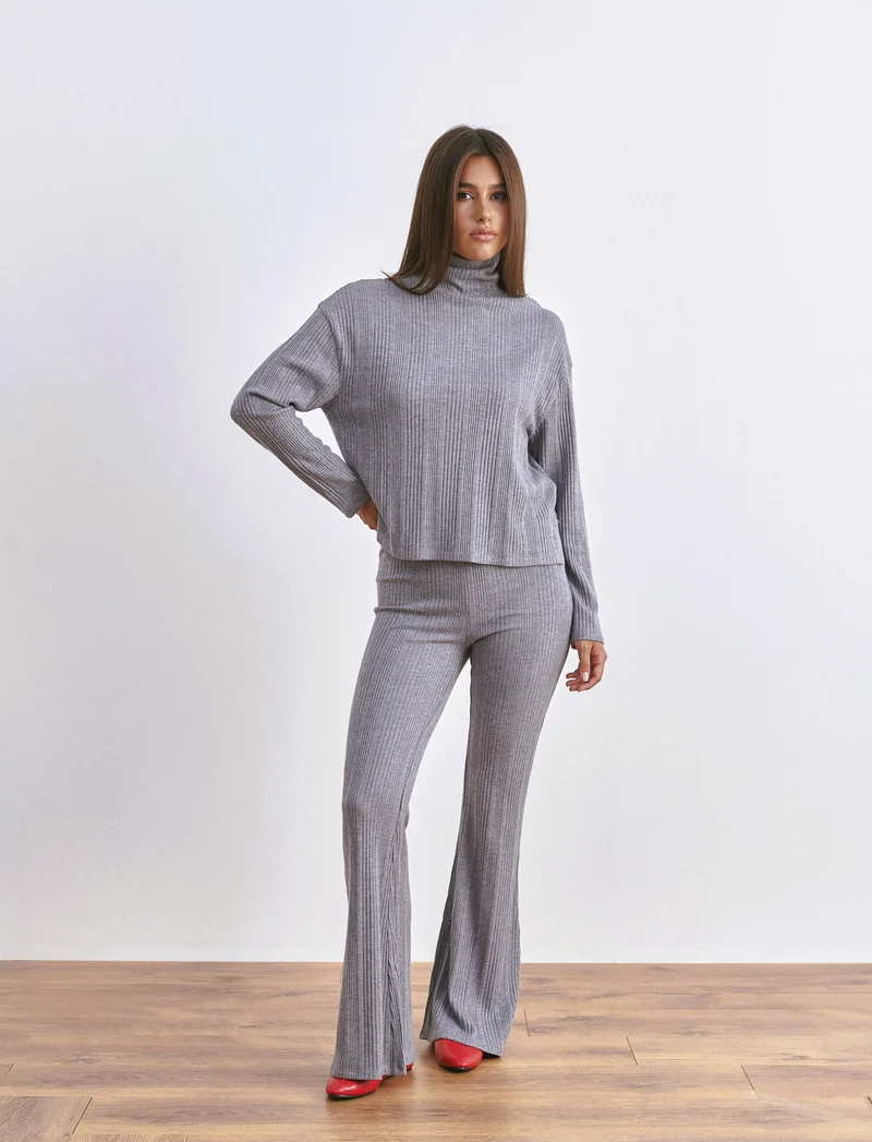 LEGGINGS FLARE - Grigio melange