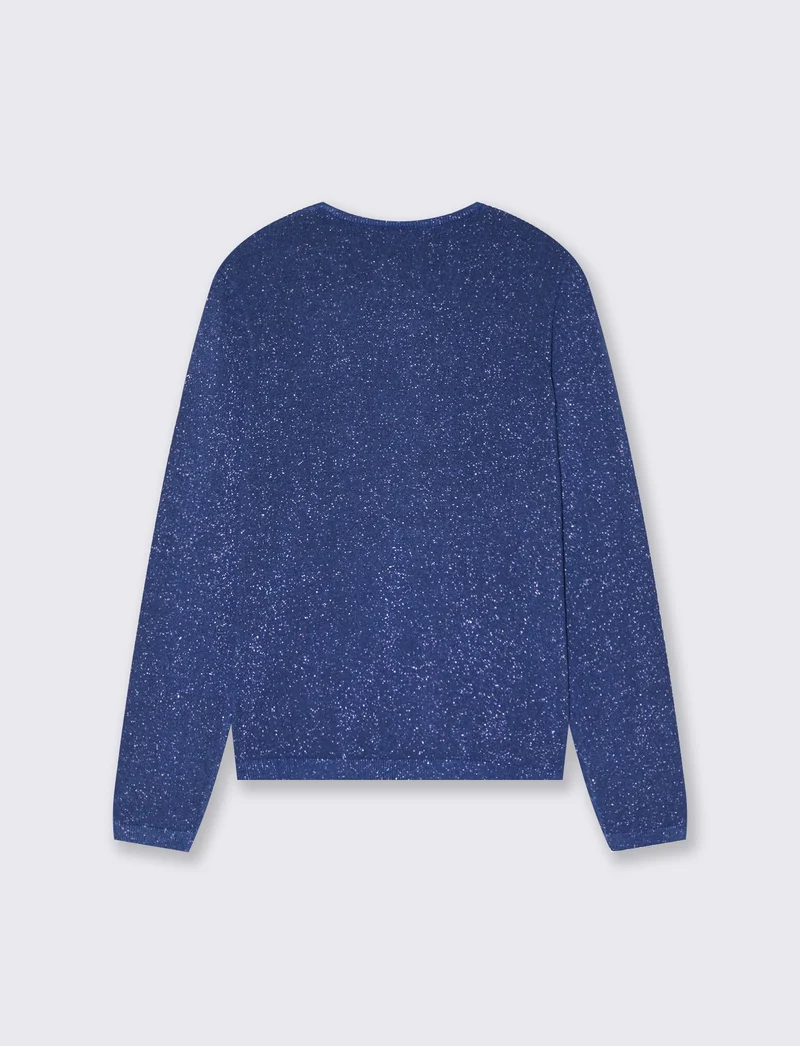PULLOVER CON TESSUTO CON FIBRA EFFETTO METALLO - Blu scuro