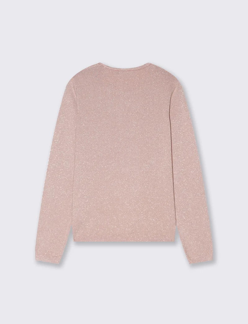 PULLOVER CON TESSUTO CON FIBRA EFFETTO METALLO - Rosa antico
