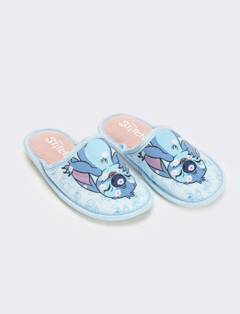 Pantofola kiss Stitch© da bambina - Celeste
