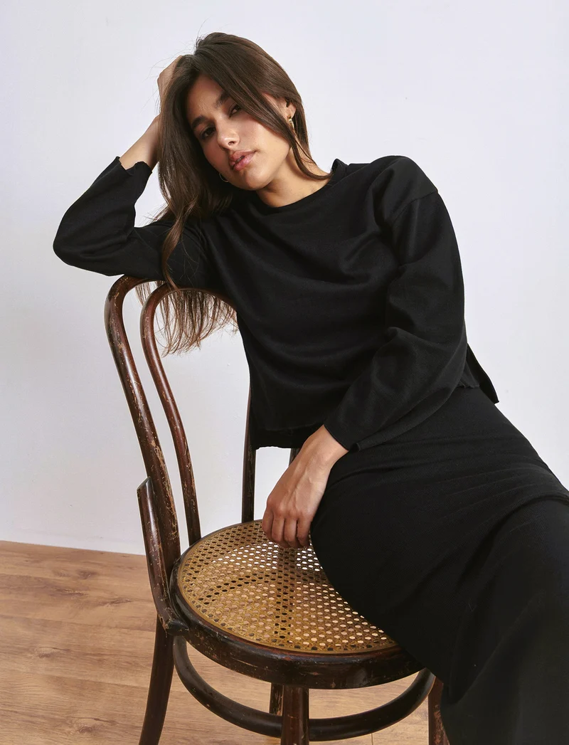 MAGLIA MEZZO COLLO - Nero