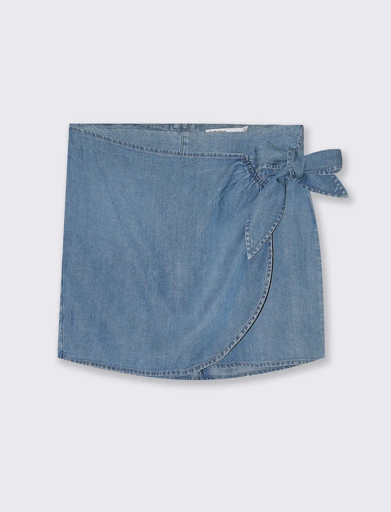 Short con fiocco da donna - Denim