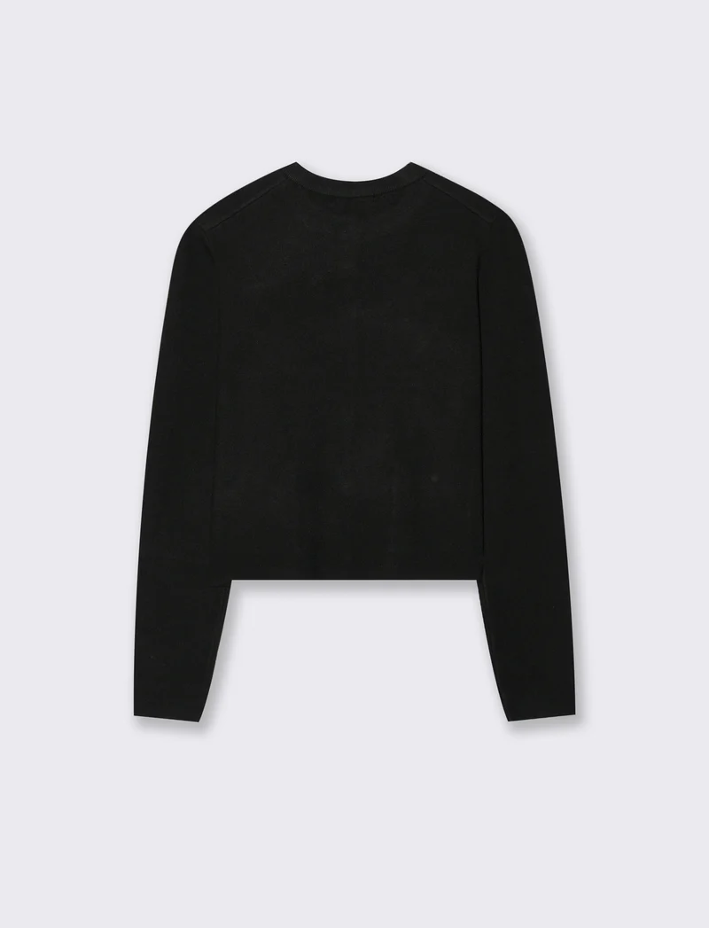 MAGLIA CARDIGAN CORTO CON TASCHE - Nero