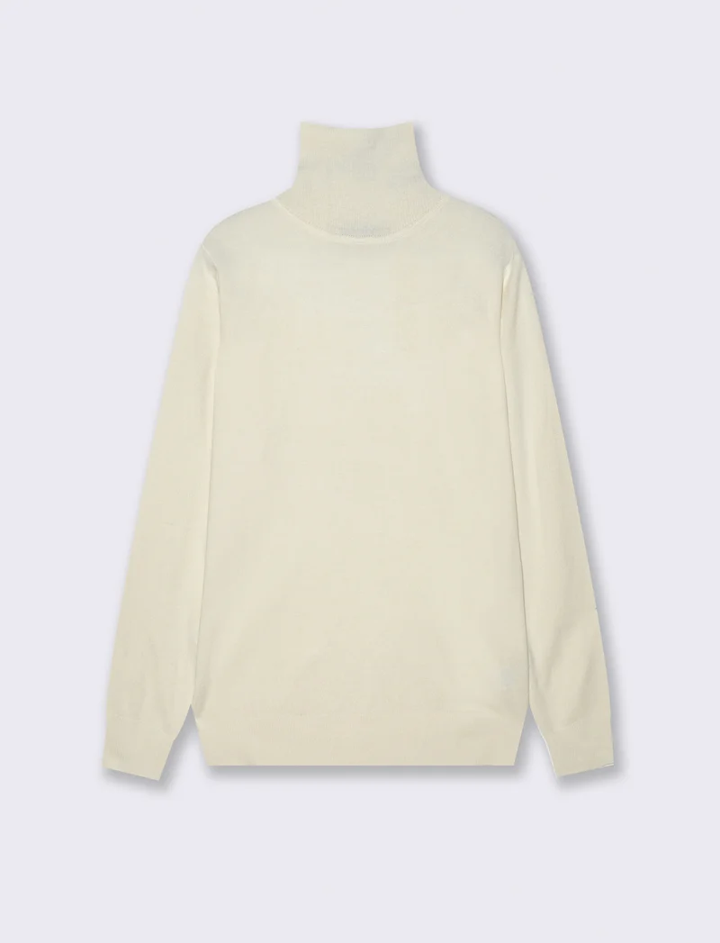 MAGLIA COLLO ALTO BASIC - Beige ecru